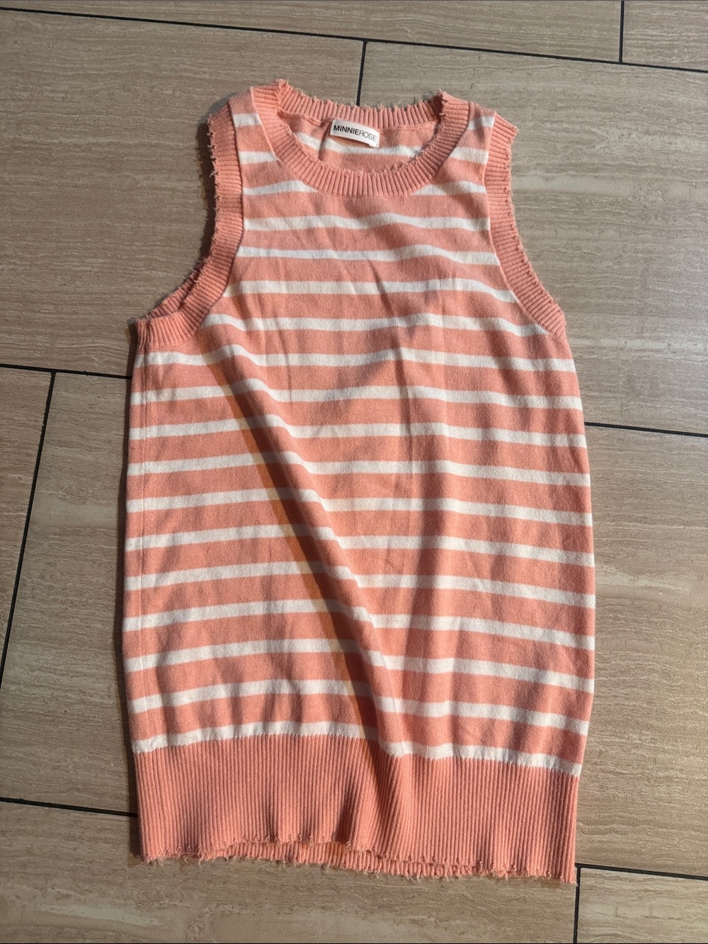 Minnie rose  Coral and White Striped Knit Tank